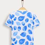 חולצת ריב מודפס ש.ק. - כחול